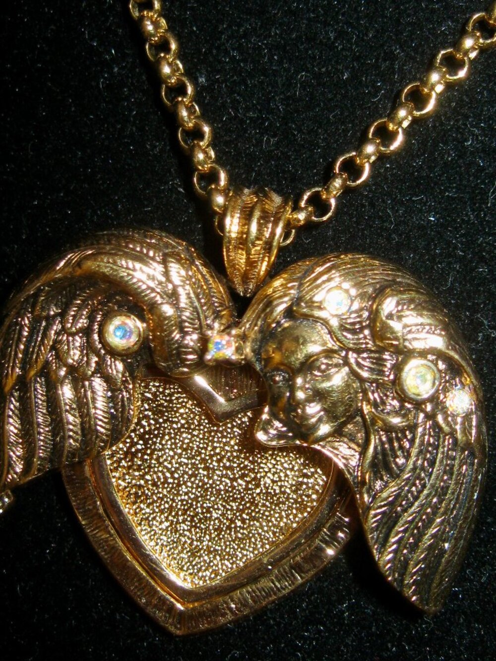 KIRKS FOLLY SIGNED TWICE/RARE LOCET PENDANT THAT OPENS "I REST ON YOUR WINGS"